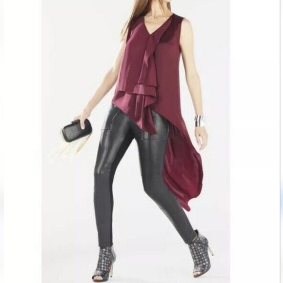 Revolve BCBGMaxAzria Cyprien Flowy Tank in Bordeaux Size Medium - Picture 1 of 7